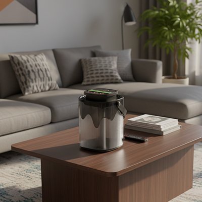 Humidificateur d'air​ posé sur table basse au salon