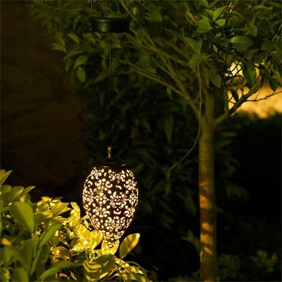 Lampe solaire décoration allumée jardin nocturne