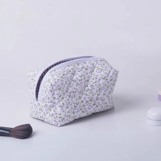 Trousse maquillage - fleurie Vintage - rangement innovant - lavande