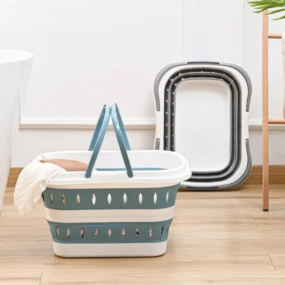 Panier-à-linge-plastique-pliable-polyvalent-rangement-innovant-dans-une-buanderie-propre