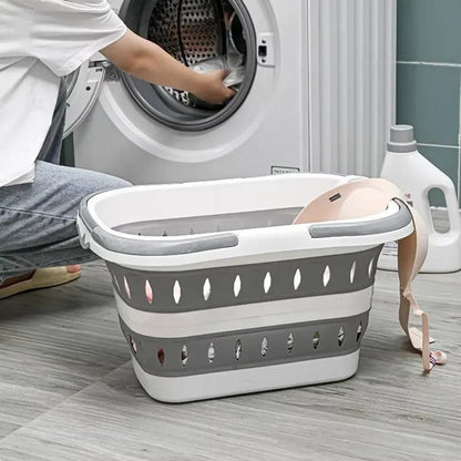 Panier-à-linge-plastique-pliable-polyvalent-rangement-innovant-devant-le-lave-linge