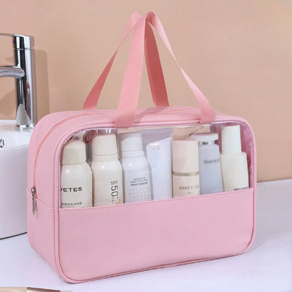 Trousse de toilette - Transparente Voyage - rose - large - Rangement innovant