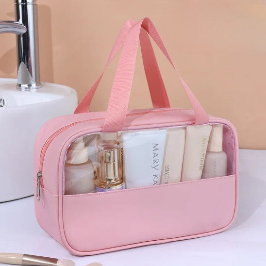 Trousse de toilette - Transparente Voyage - rose - médium - Rangement innovant