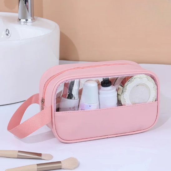 Trousse de toilette - Transparente Voyage - rose - petite - Rangement innovant
