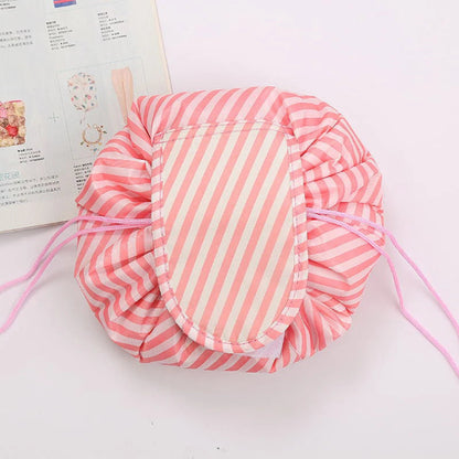 trousse maquillage pratique rose striée rangement innovant