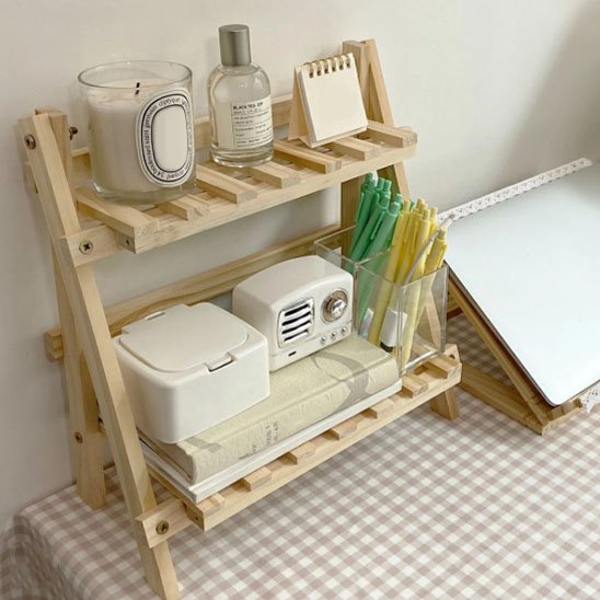 Etagere bureau  WorkSpace Design posé sur bureau côté ordinateur fermé