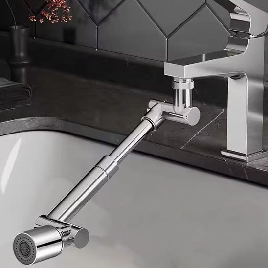 Embout robinet EcoSplash équipé sur mitigeur chromé fermé sur lavabo blanc 