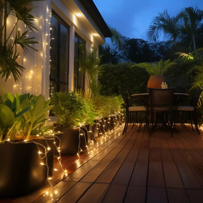 Guirlande lumineuse extérieur MagiGarden lumière chaude décoration terrasse bois