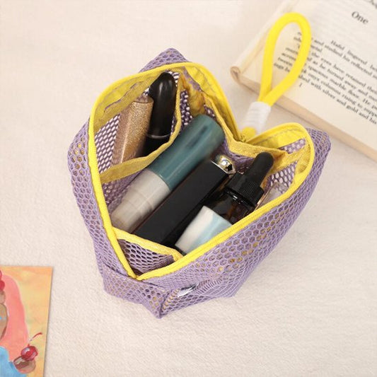 Trousse maquillage - Mesh transparente - Rangement innovant - violet - ouverte