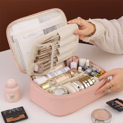 Trousse maquillage - OrganizeChic - Rangement innovant - rose - ouverte - remplie de produits