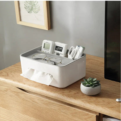 rangement bureau élégant gris posé sur commode bois massif côté pot cactus