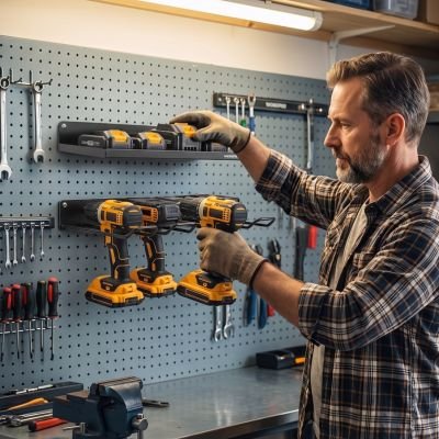 Rangement pour garage au panneau bleu