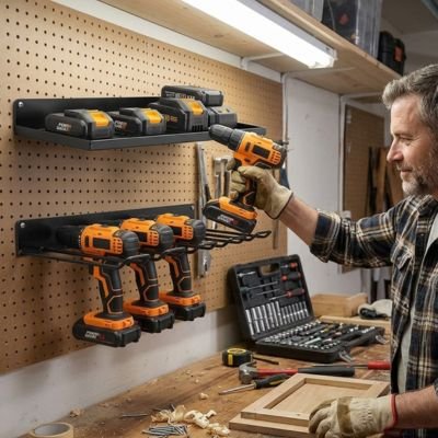 Rangement pour garage au panneau en bois marron