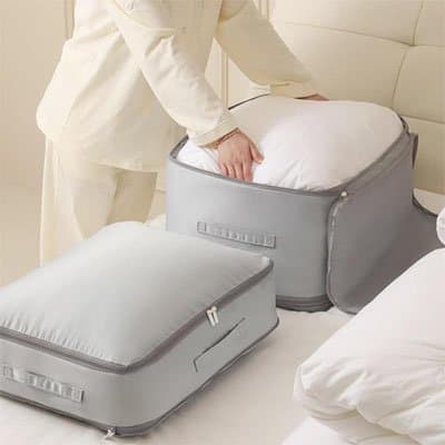 Sac de rangement gris plusieurs fermé et ouvert