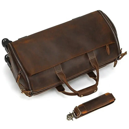 Sac de voyage - En cuir - Pliable - Avec Trolley - Rangement Innovant