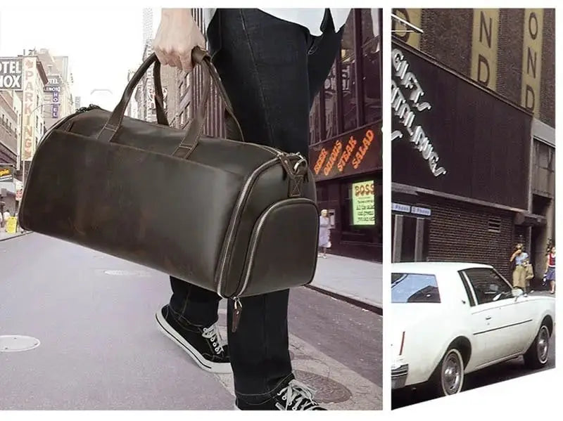 Sac de voyage - En cuir - Pliable - Compact - Rangement Innovant