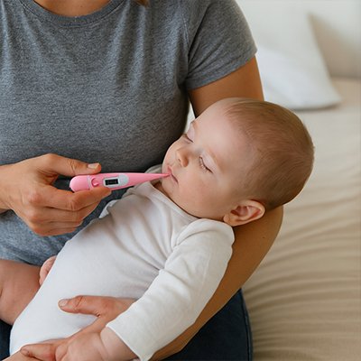 Trousse de toilette bebe avec thermomètre rose