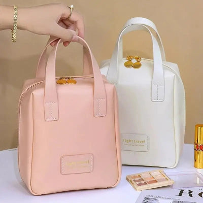 Trousse de Toilette Femme - Multifonctionnelle - Blanc cassé - Rangement Innovant