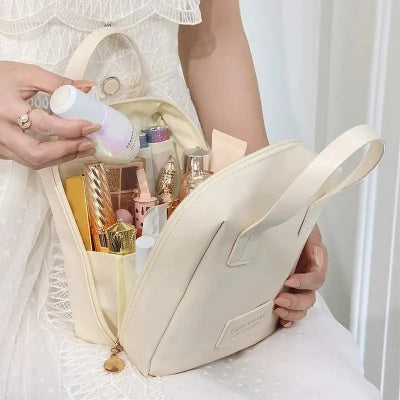 Trousse de Toilette Femme - Multifonctionnelle - Blanc cassé - Rangement Innovant