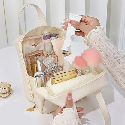 Trousse de Toilette Femme - Multifonctionnelle - Blanc cassé - Rangement Innovant