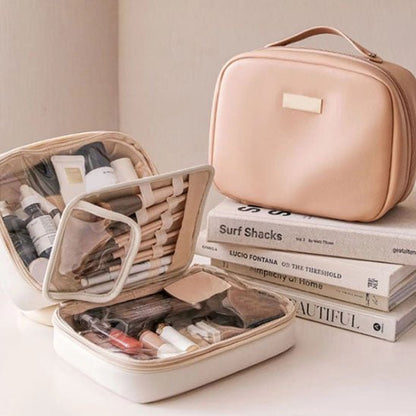 Trousse de toilette femme - polyvalente - Beige - Rangement Innovant