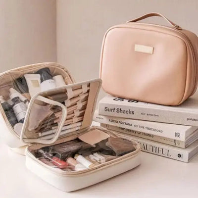 Trousse de toilette femme - polyvalente - Beige - Rangement Innovant