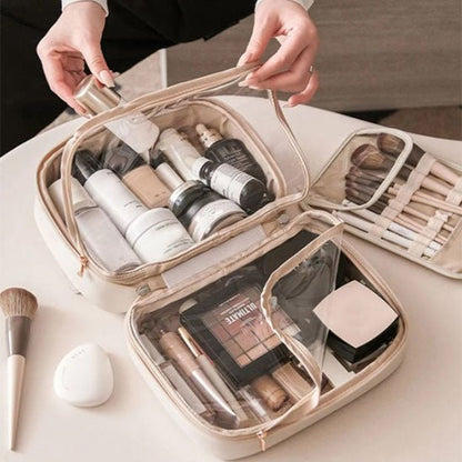 Trousse de toilette femme - polyvalente - Beige - Rangement Innovant