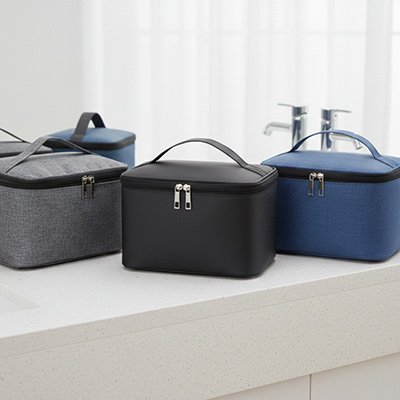 Trousse de toilette homme noir gris bleu foncé