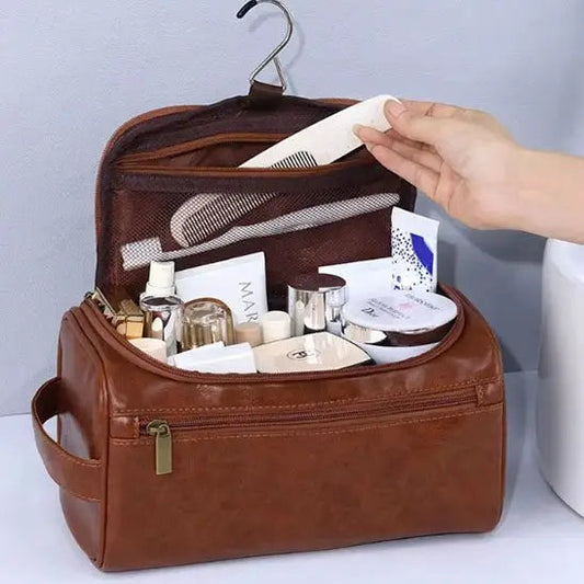 Trousse de Toilette Homme - Vintage - Marron - Rangement Innovant