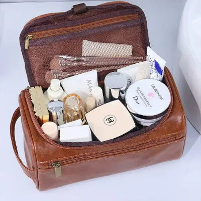 Trousse de Toilette Homme - Vintage - Marron - Rangement Innovant