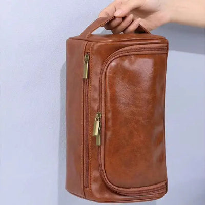 Trousse de Toilette Homme - Vintage - Marron - Rangement Innovant