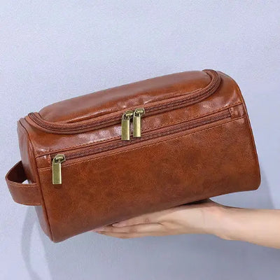 Trousse de Toilette Homme - Vintage - Marron - Rangement Innovant